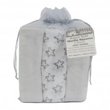 MS13-G: Grey 3 Pack Muslin Squares in Gift Bag
